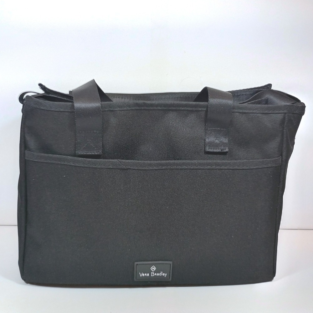Vera Bradley Black Canvas Utility Tote Bag Multi Compartment Organizer VBJ21